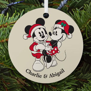 Ornement Métallique Mickey et Minnie Vintage Personnalisés Chaud et