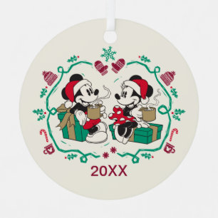 Ornement Métallique Mickey et Minnie vintages Noël cosy