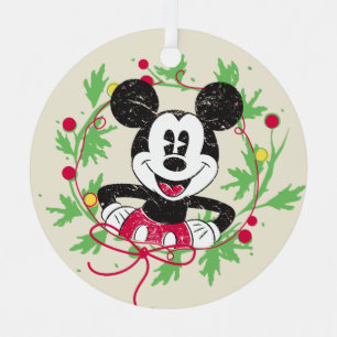 Ornement Métallique Mickey Mouse Vintage   Couronne de Noël