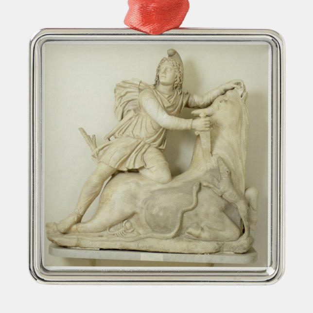 Ornement Métallique Mithras sacrifiant Taureau, soulagement de marbre, (Devant)