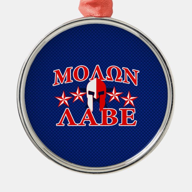 Ornement Métallique Molon Labe Spartan Warrior Mask 5 étoiles Patriot (Devant)