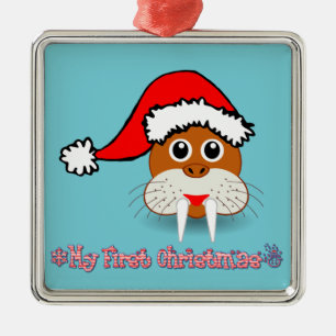 Ornement Métallique Mon premier bébé de Noël Walrus