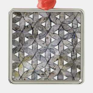 Ornement Métallique Mosaïque de pierre grise naturelle, fleur de vie