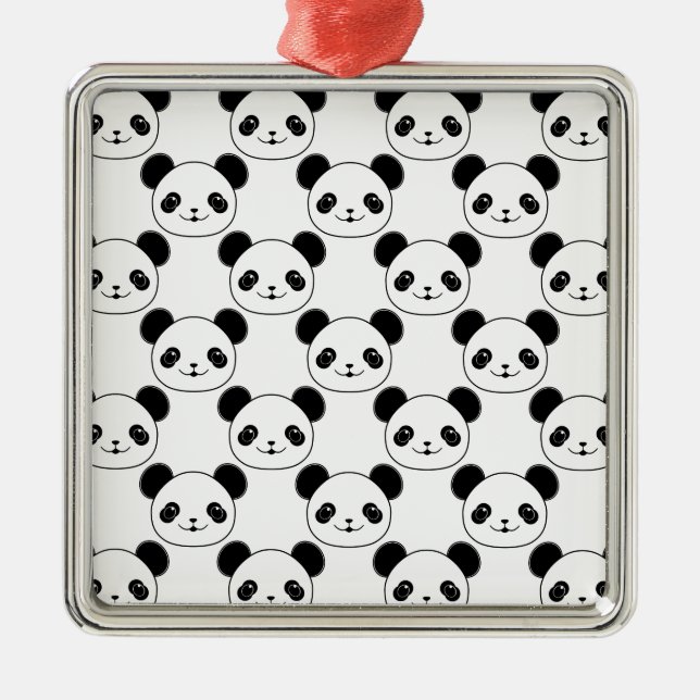 Ornement Métallique Motif Kawaii Panda En Noir Et Blanc (Devant)