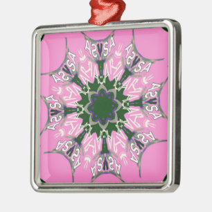 Ornement Métallique Motif Motif Monogramme noir et rose joli