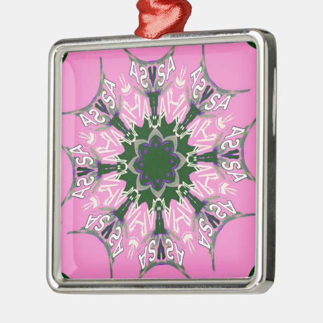 Ornement Métallique Motif Motif Monogramme noir et rose joli (Gauche)