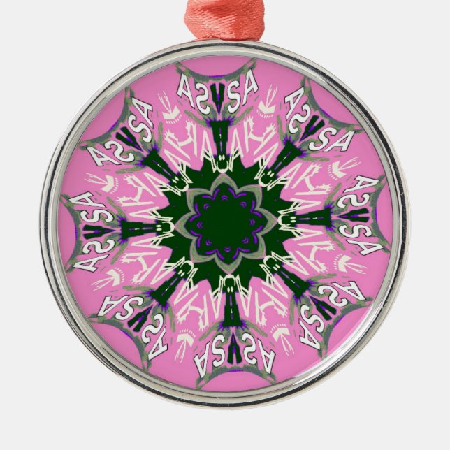 Ornement Métallique Motif Motif Monogramme noir et rose joli (Devant)