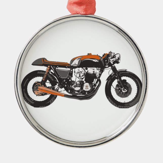 Ornement Métallique Moto simple - dessin du coureur 750 de café (Devant)