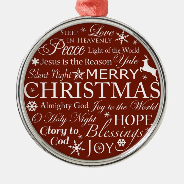 Ornement Métallique Mots de Noël typographie (Devant)