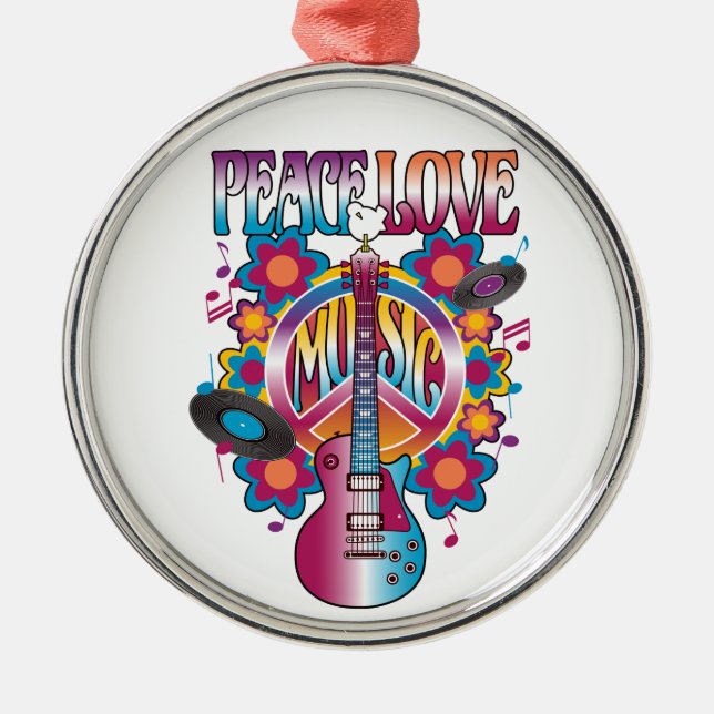 ORNEMENT MÉTALLIQUE MUSIQUE PEACE LOVE (Devant)