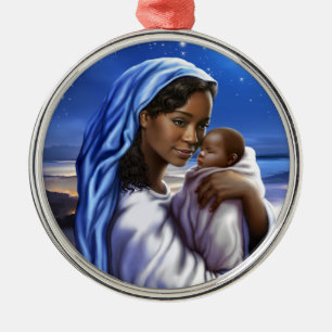 Ornement Métallique Nativité afro-américaine Art de Noël