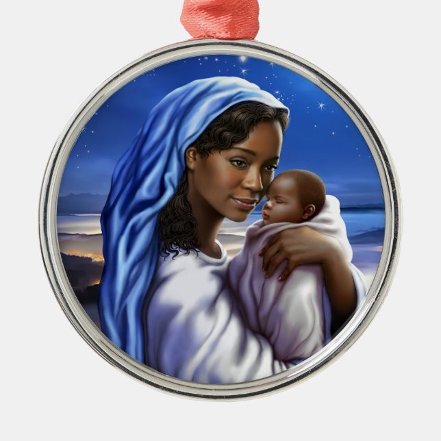 Ornement Métallique Nativité afro-américaine Art de Noël (Devant)