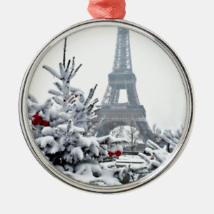 Ornement Métallique Noël blanc français