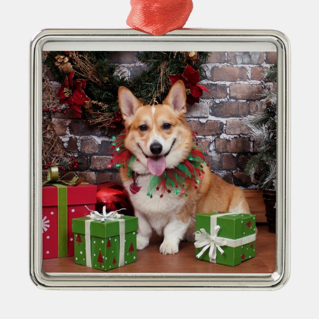 Ornement Métallique Noël - corgi - calorie (Devant)