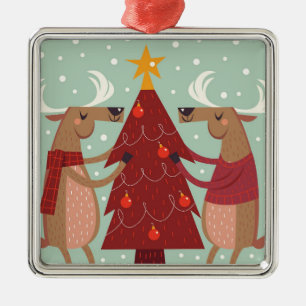 Ornement Métallique Noël des rennes vintages
