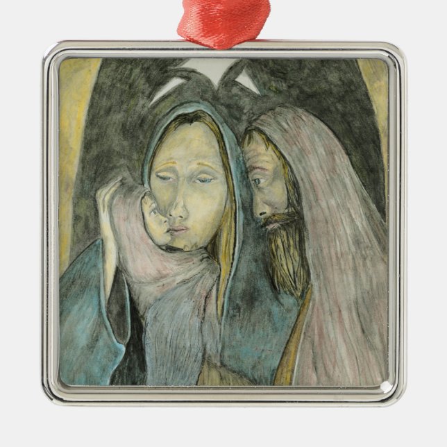 Ornement Métallique Noël religieux de nativité de Jésus Mary Joseph (Devant)