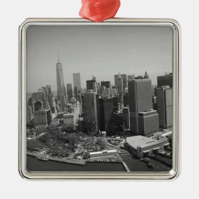 Ornement Métallique Noir blanc New York City Skyline (Devant)