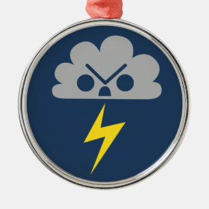 Ornement Métallique Nuage de tempête fâché mignon avec le boulon de
