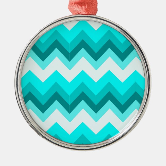 Ornement Métallique Ombre Girly Motif Turquoise Turquoise Chevron (Devant)