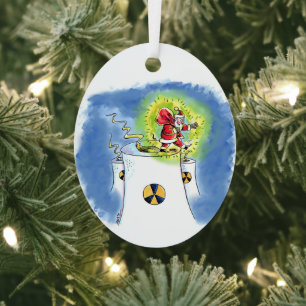 Ornement métallique ovale Santa Claus nucléarisé