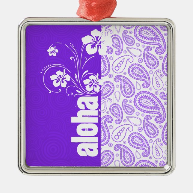 Ornement Métallique Paisley pourpre ; Aloha, ketmie (Devant)