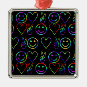 ORNEMENT MÉTALLIQUE PAIX, AMOUR ET BONHEUR