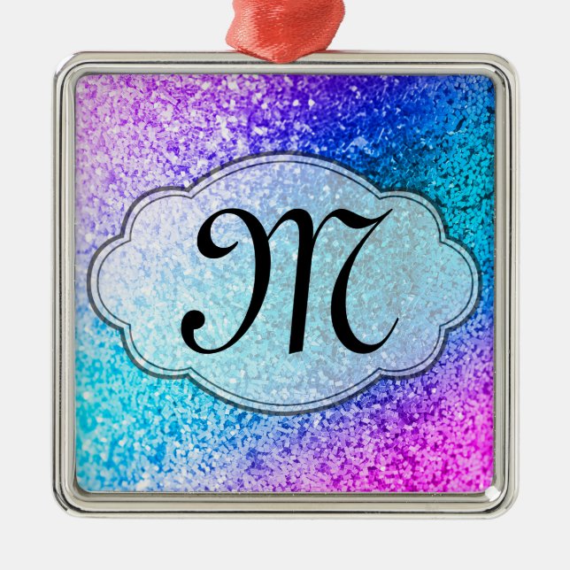 Ornement Métallique Parties scintillant à billes Monogramme rose fille (Devant)