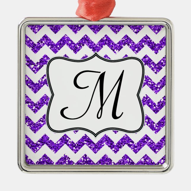 Ornement Métallique Parties scintillant violet moderne Monogramme Orne (Devant)
