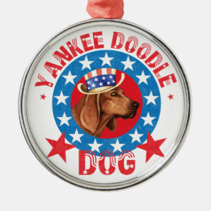 Ornement Métallique Patriotic Redbone Coonhound