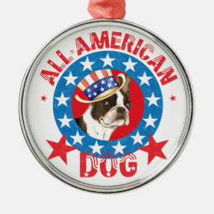Ornement Métallique Patriotique Boston Terrier