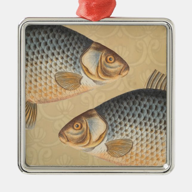 Ornement Métallique Pêche à la carpe peinture à l'eau douce (Devant)