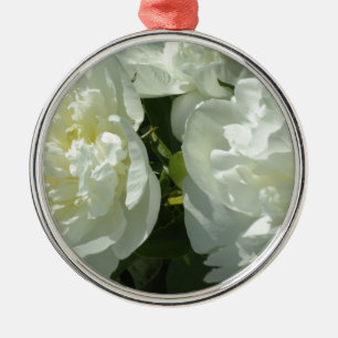 Ornement Métallique Peonies blanches