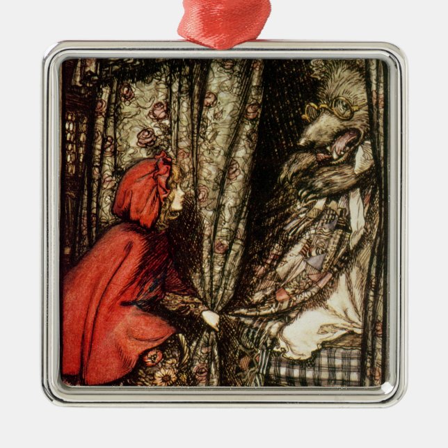 Ornement Métallique Petit capuchon rouge d'Arthur Rackham | (Devant)