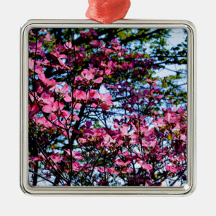 Ornement Métallique Pink flowering Dogwood tree