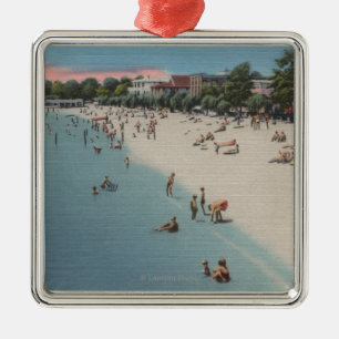 Ornement Métallique Plage coloniale, VA - scène la prenant un bain de