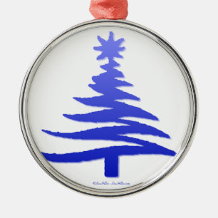 Ornement Métallique Pochoir d'arbre de Noël Bleu Cobalt