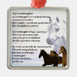 Ornement Métallique Poème de la petite-fille - Design de chevaux