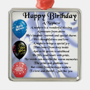 Ornement Métallique Poème de neveu - joyeux anniversaire