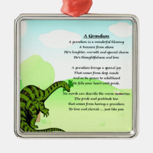 Ornement Métallique Poème de petit-fils - dinosaure