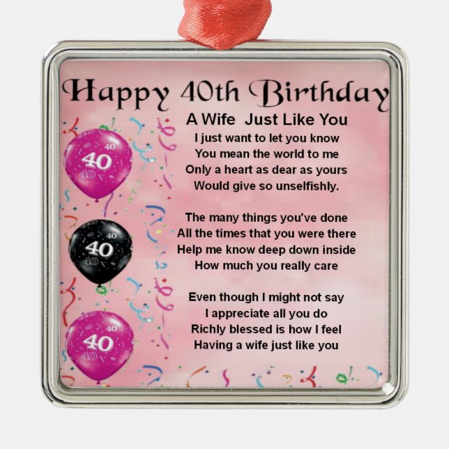 Ornement Métallique Poème d'épouse - quarantième anniversaire (Devant)