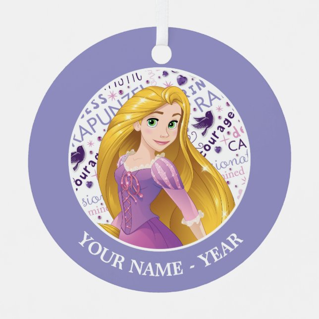 Ornement Métallique Princesse Rapunzel | Rapunzel Ajouter Votre Nom (Recto)