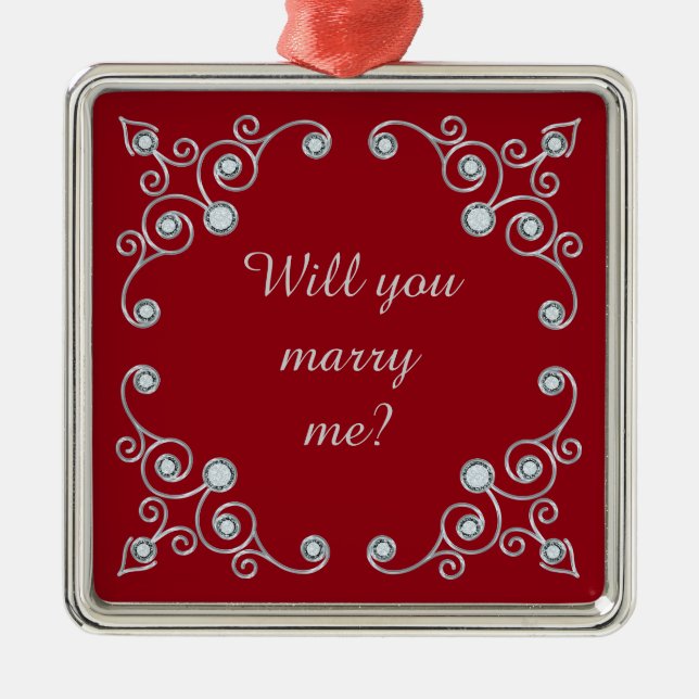 Ornement Métallique Proposition de mariage fleurie de bijou (Devant)