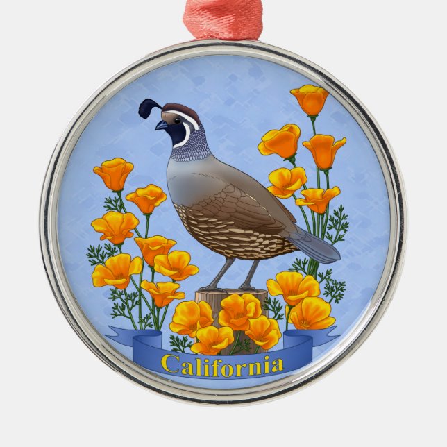 Ornement Métallique Quail d'oiseaux de l'État de Californie et coqueli (Devant)