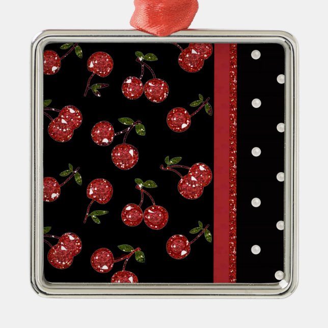 Ornement Métallique RAB Rockabilly très cerise cerises Noir (Devant)