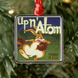 Ornement Métallique Rabbit de boxe d'art Étiquette vintage, sur Carott