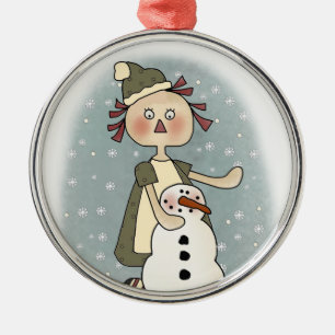 Ornement Métallique Ragdoll et l'ornement de Snowman