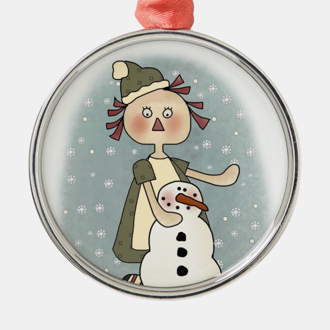 Ornement Métallique Ragdoll et l'ornement de Snowman (Devant)