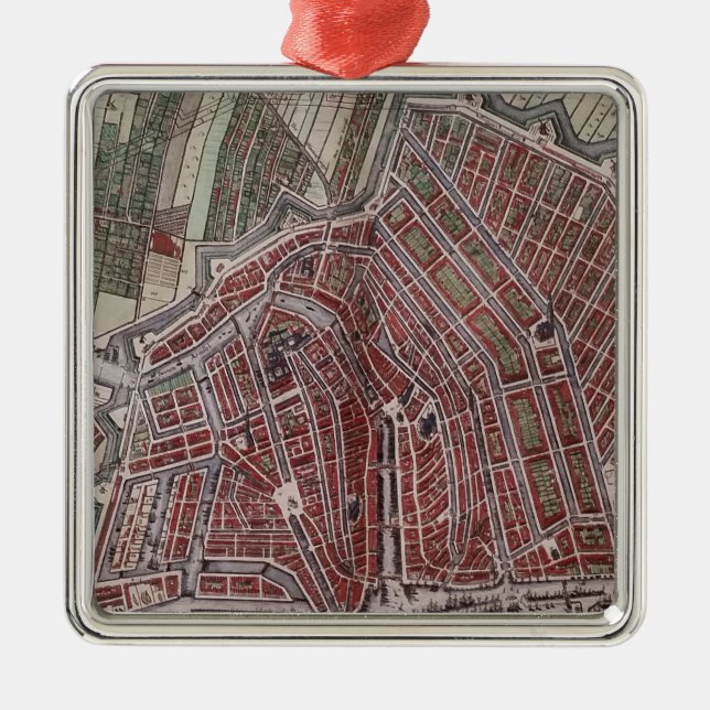 Ornement Métallique Réplique carte de la ville d'Amsterdam 1652 (Devant)