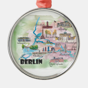 Ornement Métallique Rétro carte vintage de Berlin Allemagne