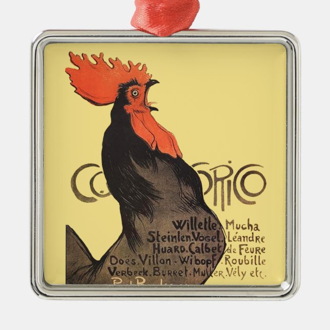 Ornement Métallique Rooster Steinlen Cocorico (Devant)